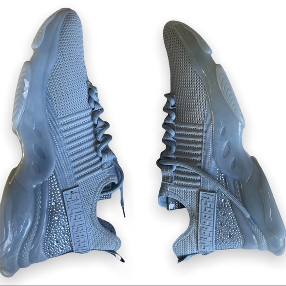 Steve Madden Blue Athletic Shoes Maxima Glam Boyfriend Sneakers Rhinestones 7.5 - Picture 4 of 13